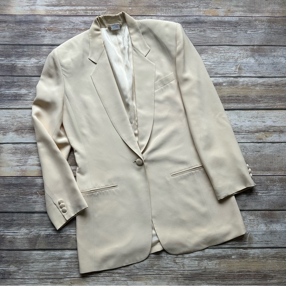 Vintage Ann Taylor 100% Silk Blazer Jacket Butter Yellow Sz 2